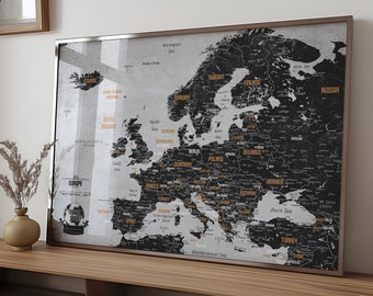 Europe Map Push Pin + Bonus color Pins - Personalized Gift, Anniversary Gift, Map of Europe, Birthday Gift, Digital Printable File Available
