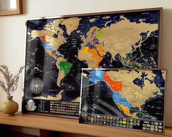 World & North America Scratch Off Map Set, Travel Tracker with Country and State Flags