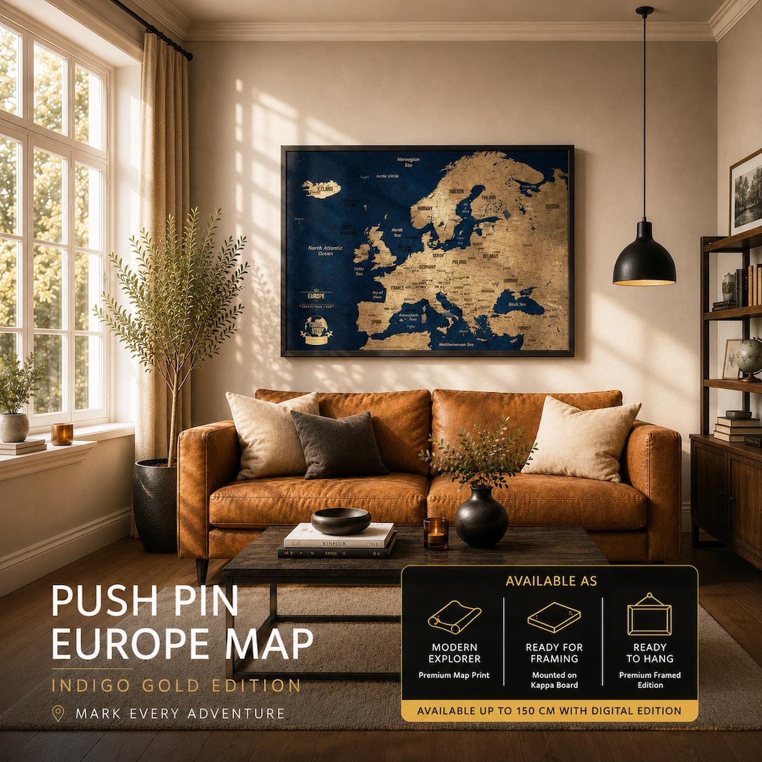 Push Pin Map of Europe, Europe Travel Map With Pins, Personalized ...