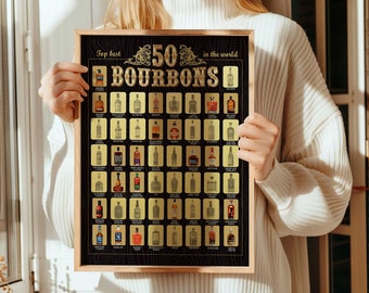 Bourbon Bucket List Scratch Off Poster: Top 50 Bourbons