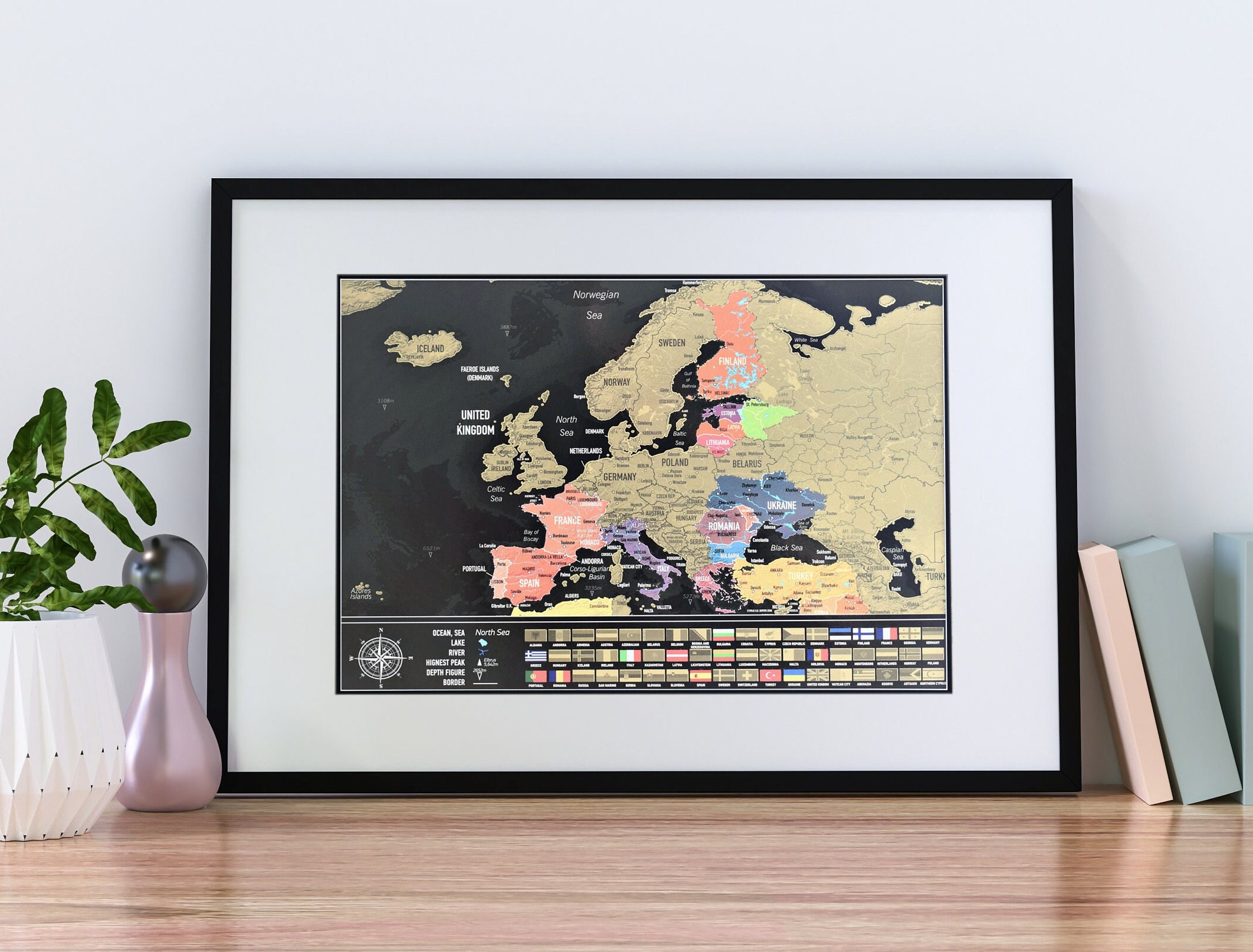 Carte de voyage à gratter Europe, meilleur cadeau d'anniversaire, carte à  gratter XL, cadeaux de Noël originaux, carte disponible avec cadre -   France