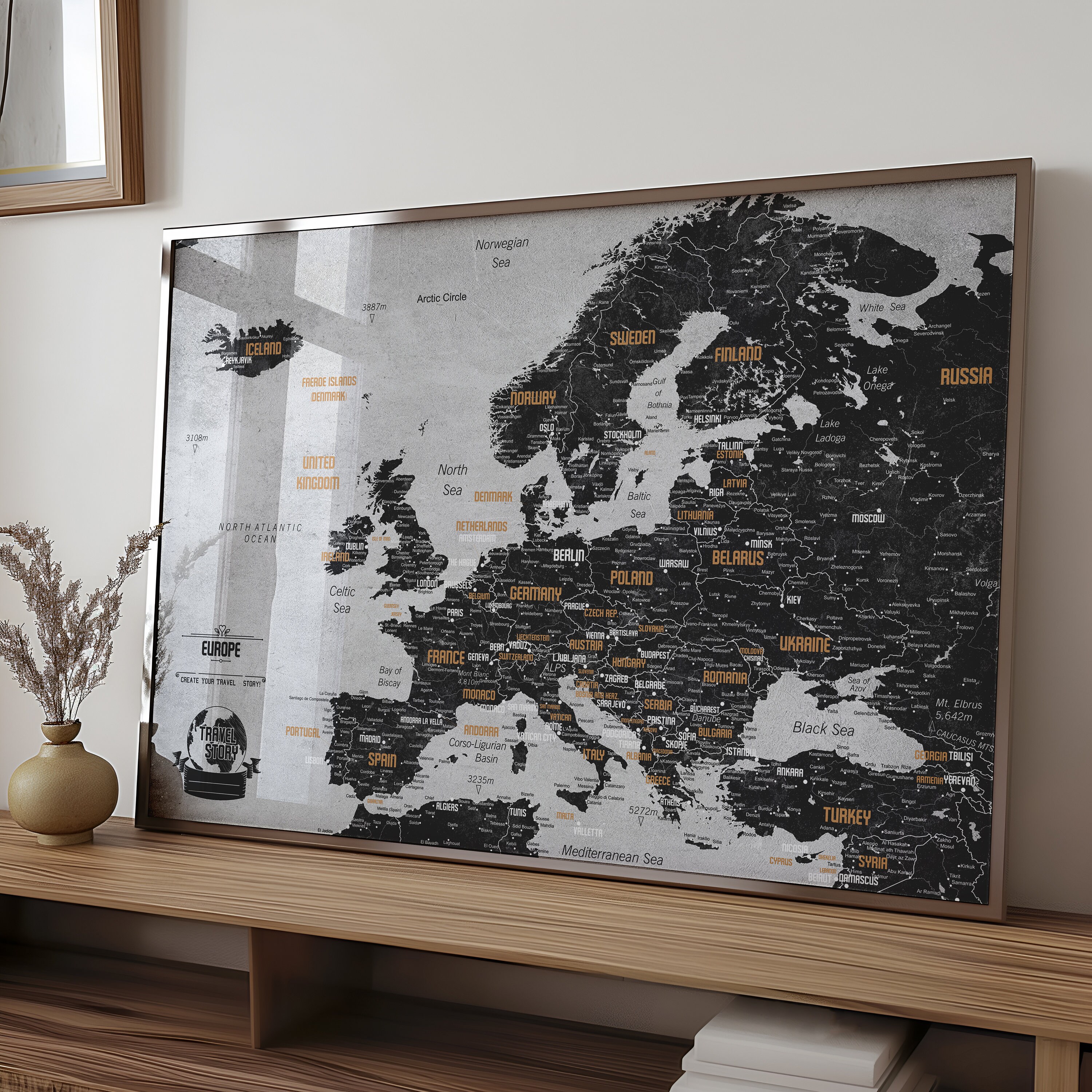 Push Pin Map of Europe: Personalized Travel Tracker With Pins - Etsy UK