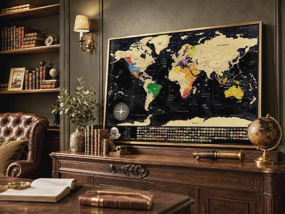 Scratch Off World Map – Travel Tracker Poster – Gift for Travelers – World Map Wall Art – Bucket List Adventure Gift