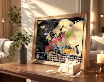 Scratch-Off Europe Map, Travel Gift for Couples, Anniversary & Wedding Present