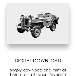 Willys Jeep Digital Print Vintage Car Print Printable Wall - Etsy