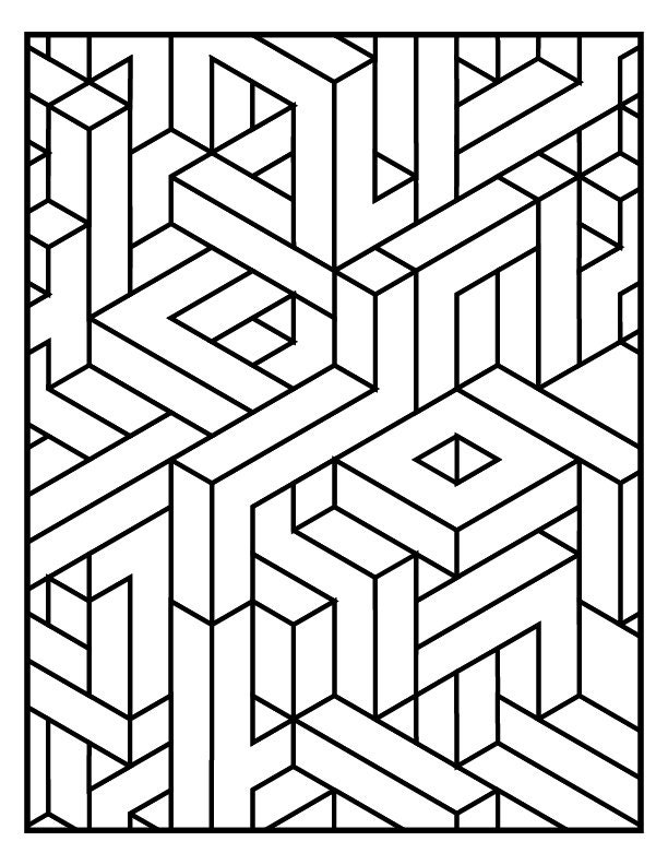 Geometric Fun Coloring Book. 70 PAGES. Print at home coloring | Etsy