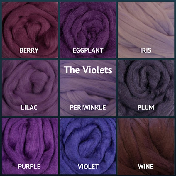 Merino Wool Roving - Felting Fiber - Spinning Fiber - The Violets - sold by the ounce