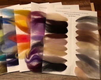Solid-colored Merino Roving Color Cards