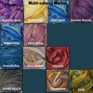 Multi-colored Merino Wool Roving - Felting Fiber - Spinning Fiber - sold by the ounce