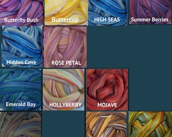 Multi-colored Merino Wool Roving - Felting Fiber - Spinning Fiber - sold by the ounce
