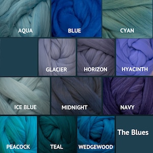 Merino Wool Roving - Felting Fiber - Spinning Fiber - The Blues - sold by the ounce