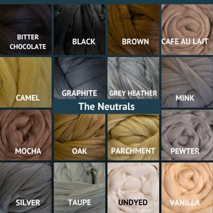 Merino Wool Roving - Felting Fiber - Spinning Fiber - The Neutrals - sold by the ounce