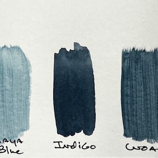 The Blues - Watercolor Paints - Set of 3 - Maya Blue, Indigo, and Woad