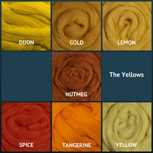Merino Wool Roving - Felting Fiber - Spinning Fiber - The Yellows - sold by the ounce