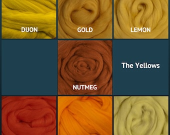Merino Wool Roving - Felting Fiber - Spinning Fiber - The Yellows - sold by the ounce