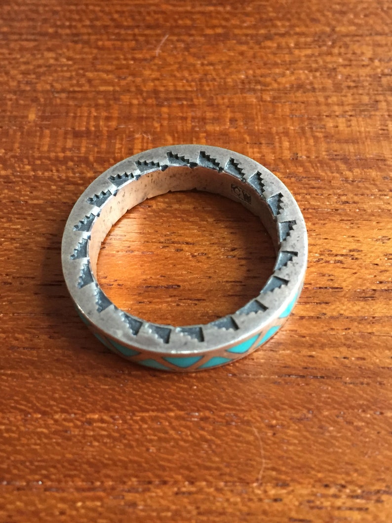 size 9 34 Silver and Turquoise ring by Nelvin Chee