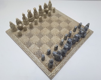 Isle of Lewis Chess Set in Blue & Ivory