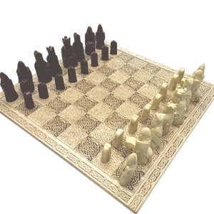 Isle of Lewis Chess Set in Ivory & Oxblood