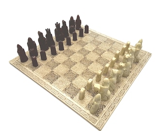Isle of Lewis Chess Set in Ivory & Oxblood