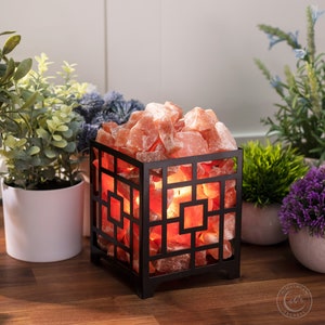 Pink Salt Basket - Square Basket Lamp