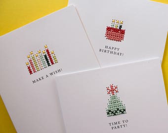 Hand-stitched Birthday Greeting Card