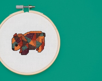 Patchwork Wombat | A cross stitch pattern PDF (instant download)