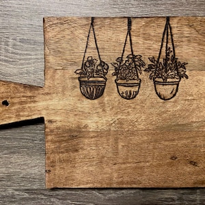 Cutting Board - Wood Burned Hanging Flowers