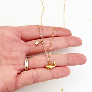 Lucky whale and star necklace, lucky gift, dainty jewelry, cute necklace