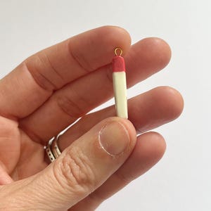 Handmade Matchstick Charm, Air Dry Clay Pendant, Funky Jewelry