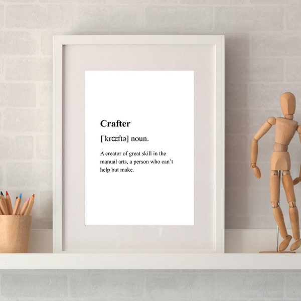 Definition print, crafter definition print, minimalist definition print, crafter gift, crafter room decor, minimalist home decor.