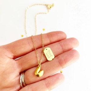 Fortune cookie necklace, good luck gifts, personalised gifts, dainty jewelry, lucky charms, quirky gifts