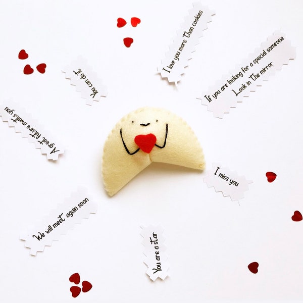 Fortune cookie, personalised gifts, quirky gifts, felt fortune cookie, encouragement gifts, Cute keepsake,  valentine’s day gifts