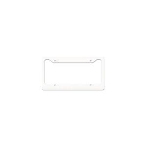 May include: White plastic license plate frame with four holes for mounting screws.