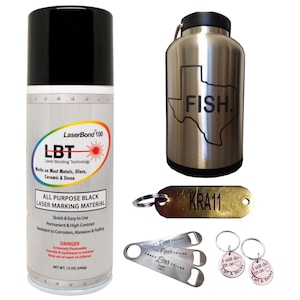 LaserBond 100 Aerosol Black Laser Marking Spray 12oz, Compatible with CO2 Fiber Diode and YAG Laser Engravers, Metal Glass Stone and Ceramic