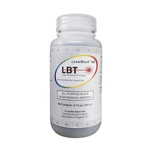 LaserBond 100 Black Laser Marking Ink, Compatible with CO2, Fiber, Diode Engravers, Permanent Marks on Metal Glass Stone and Ceramic (250g)