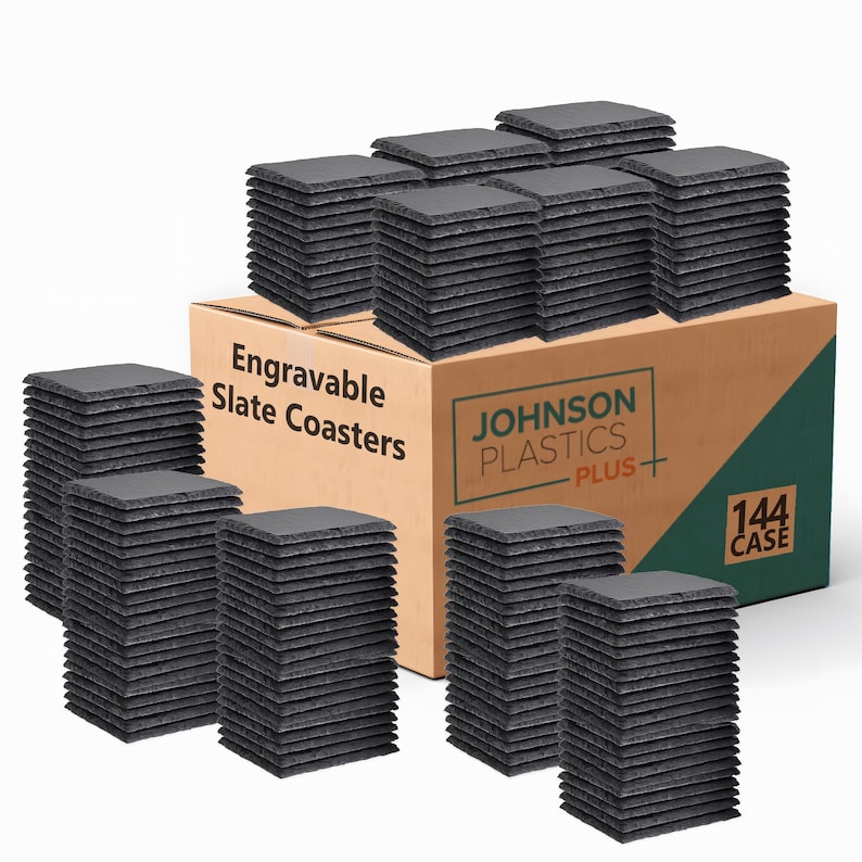 Slate Coaster Blanks for Laser Engraving or UV Printing. 3.94 Inch Black Stone Bulk Coasters Natural Stone Drink Coaster Round or Square Square (144)