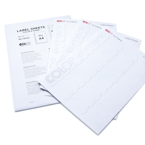 COLOP e-mark Labels - Sheets 300 labels per pack (10 A4 Sheets with 30 Labels) Each Size of Label 1.89 x .71 (48mm x 18mm)