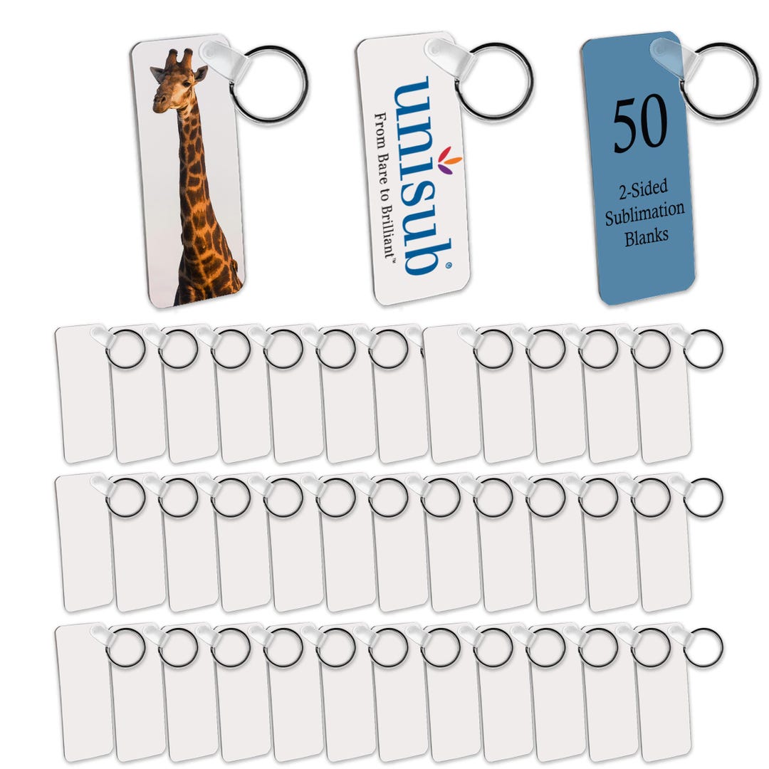Rectangular Sublimation Keychains Unisub Aluminum Sublimation Keychain Blanks, Skinny Rectangle, 2-sided ...