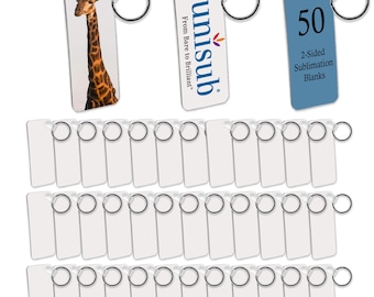 Unisub Aluminum Sublimation Keychain Blanks, Skinny Rectangle, 2-Sided, Case of 50