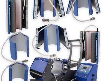 Drinkware Heat Press with 7 Attachments, Sublimation Mug Press Machine for Mugs, Skinny Tumblers, Latte Mugs, Water Bottles and Shot Glasses