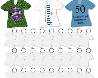Unisub T-Shirt Keychain Blanks, Aluminum Sublimation, Bulk 50-Pack