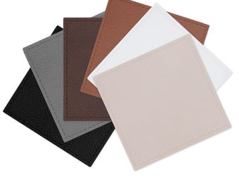 Laser Engravable Faux Leather Hat Patches - 5 Pack Square Blanks