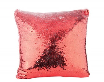 Blank 15.7" x 15.7" Red/Silver Flip Sequin Pillow Cover for Sublimation