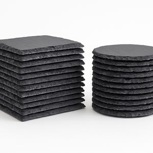 Slate Coaster Blanks for Laser Engraving or UV Printing. 3.94 Inch Black Stone Bulk Coasters Natural Stone Drink Coaster Round or Square image 3