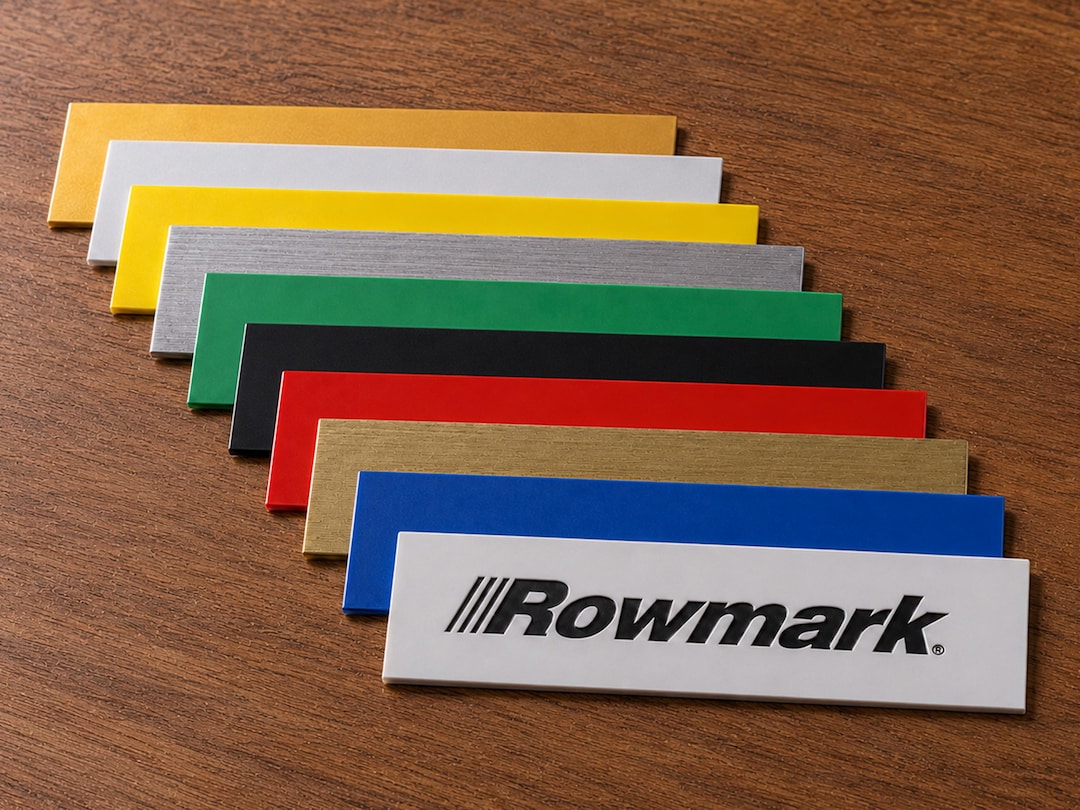 Rowmark Signs Examples Graphite Rowmark Acrylic Name Plate Inserts, Two-ply Desk & Wall Sign Engravable ...