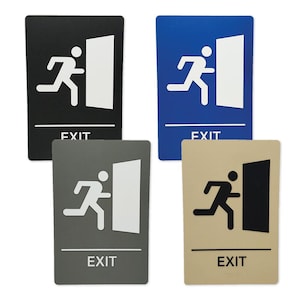 ADA-Compliant Wayfinding Signs Ready to Install. Featuring Grade 2 Braille & Raised Tactile Text, 2 Pack, Exit Sign.