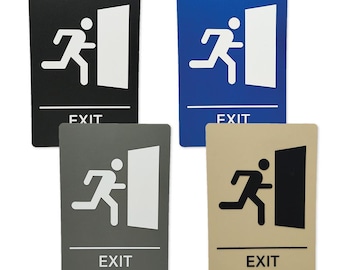 ADA-Compliant Wayfinding Signs Ready to Install. Featuring Grade 2 Braille & Raised Tactile Text, 2 Pack, Exit Sign.