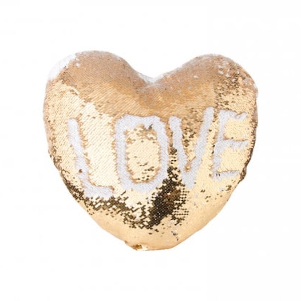 Blank Heart Shaped Sequin Pillow Cover- 15" x 17" Gold for Sublimation