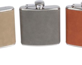 Faux Leather 6oz Hip Flask for Engraving
