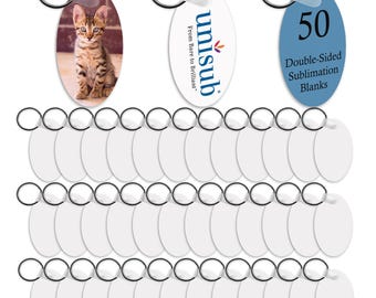 Unisub Aluminum Oval Sublimation Keychain Blanks, Gloss White, 2-Sided, Case of 50